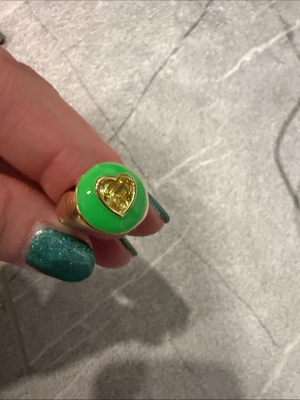 Park Lane Gold Heart Green Enamel Statement Ring
